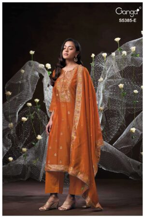 My Fashion Road Ganga Fashion Rishasa Pure Woven Silk Ladies Suit | S5385 – E