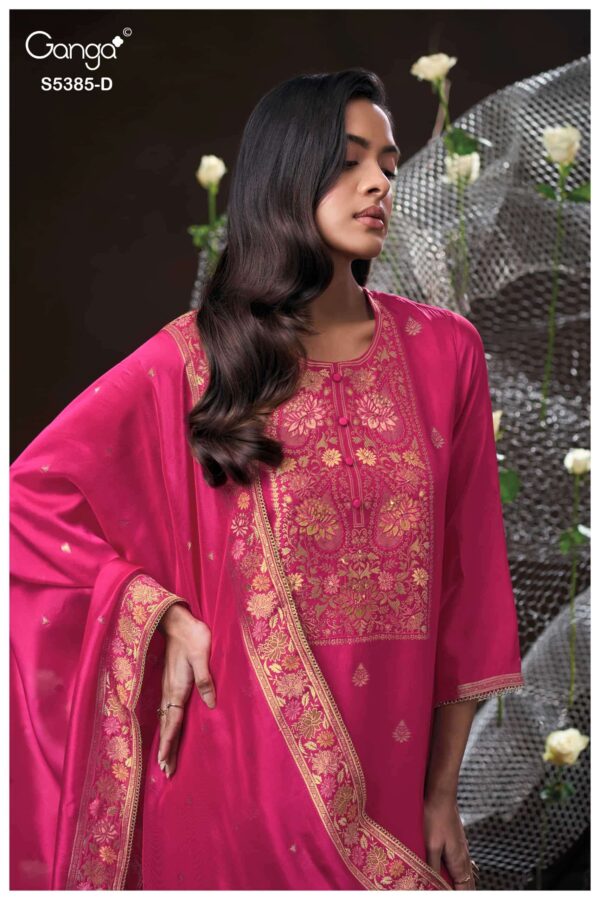 My Fashion Road Ganga Fashion Rishasa Pure Woven Silk Ladies Suit | S5385 – D