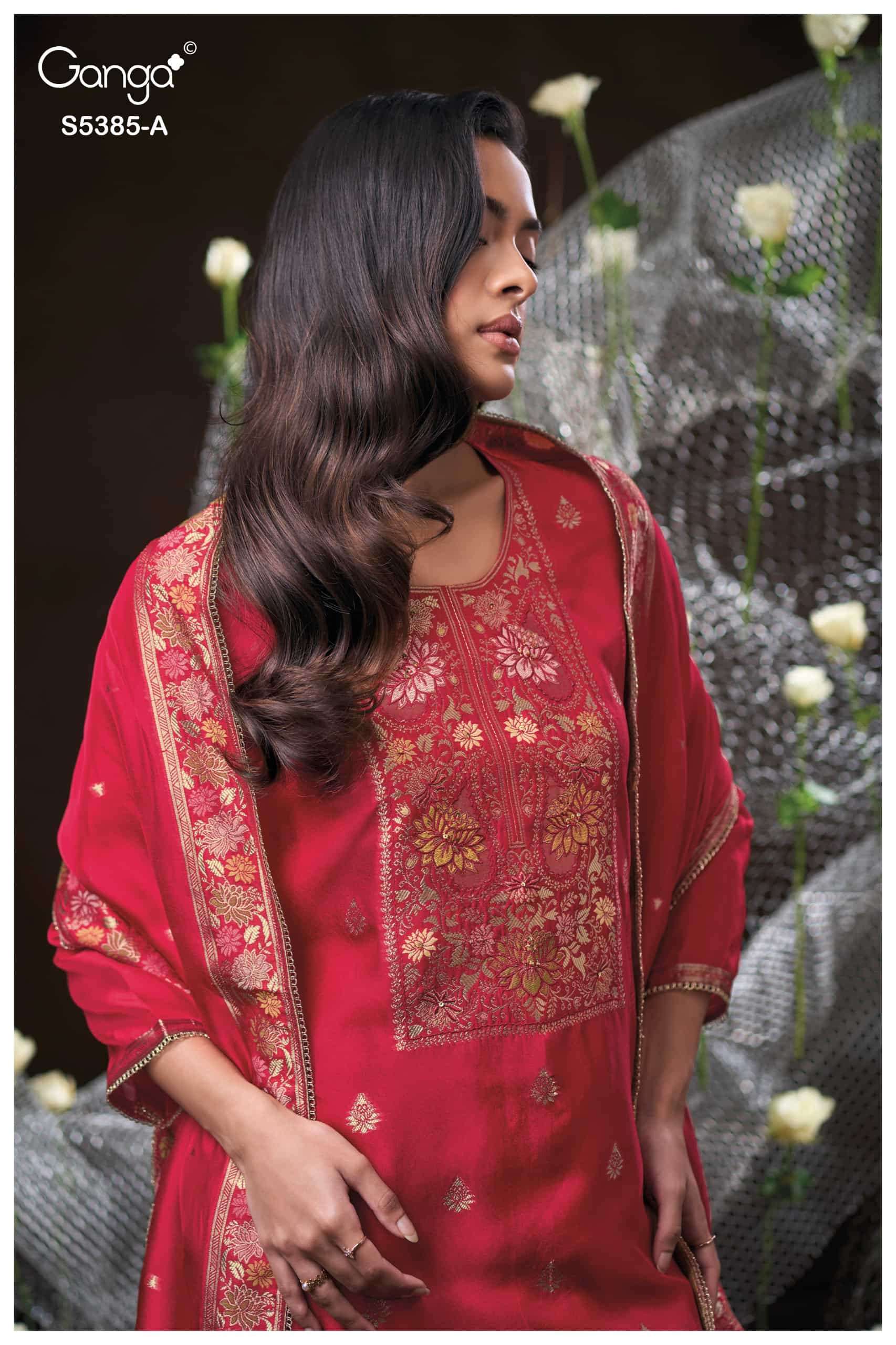 My Fashion Road Ganga Fashion Rishasa Pure Woven Silk Ladies Suit | S5385 – A My Fashion Road Ganga Fashion Rishasa Pure Woven Silk Ladies Suit | S5385 – A