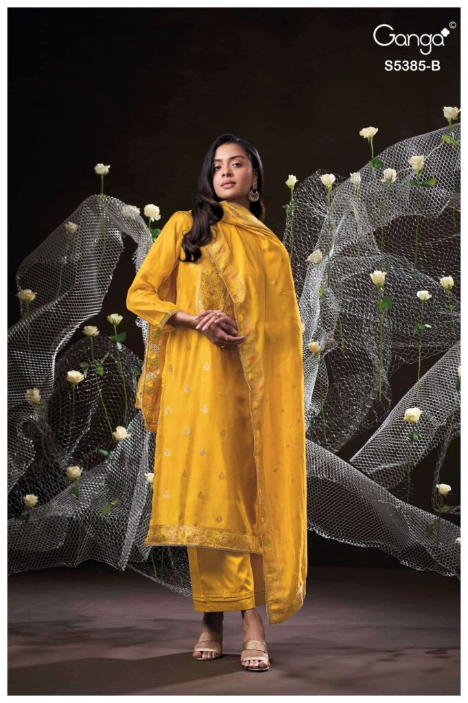 My Fashion Road Ganga Fashion Rishasa Pure Woven Silk Ladies Suit | S5385 – B
