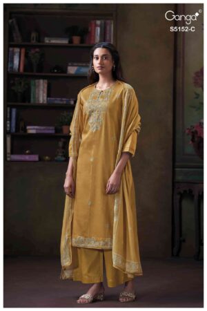 My Fashion Road Ganga Fashion Tabinda Premium Cotton Satin Suit | S5152 – C