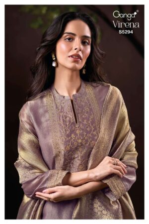 My Fashion Road Ganga Fashion Virena Designer Jacquard Silk Suit | S5294  – B