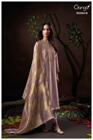 My Fashion Road Ganga Fashion Virena Designer Jacquard Silk Suit | S5294  – B