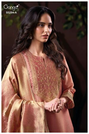My Fashion Road Ganga Fashion Virena Designer Jacquard Silk Suit | S5294  – A