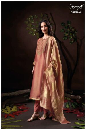 My Fashion Road Ganga Fashion Virena Designer Jacquard Silk Suit | S5294  – A