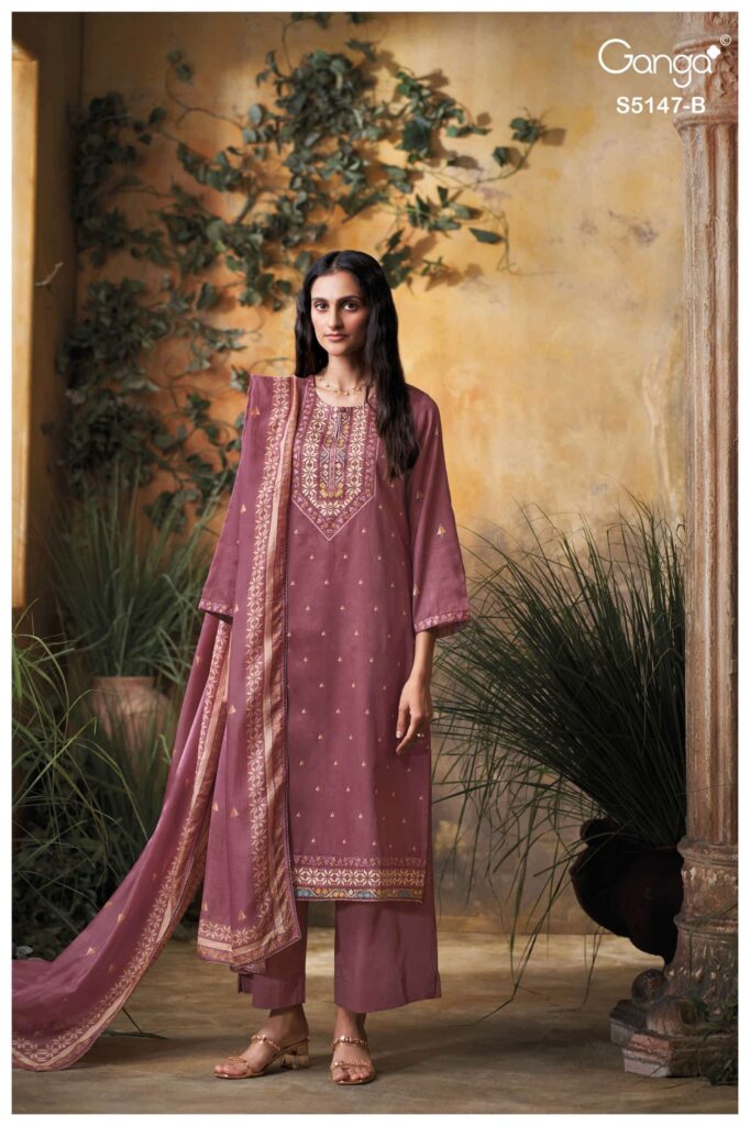 My Fashion Road Ganga Fashion Yuvika Fancy Cotton Satin Dress | S5147 – B