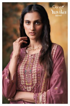 My Fashion Road Ganga Fashion Yuvika Fancy Cotton Satin Dress | S5147 – B