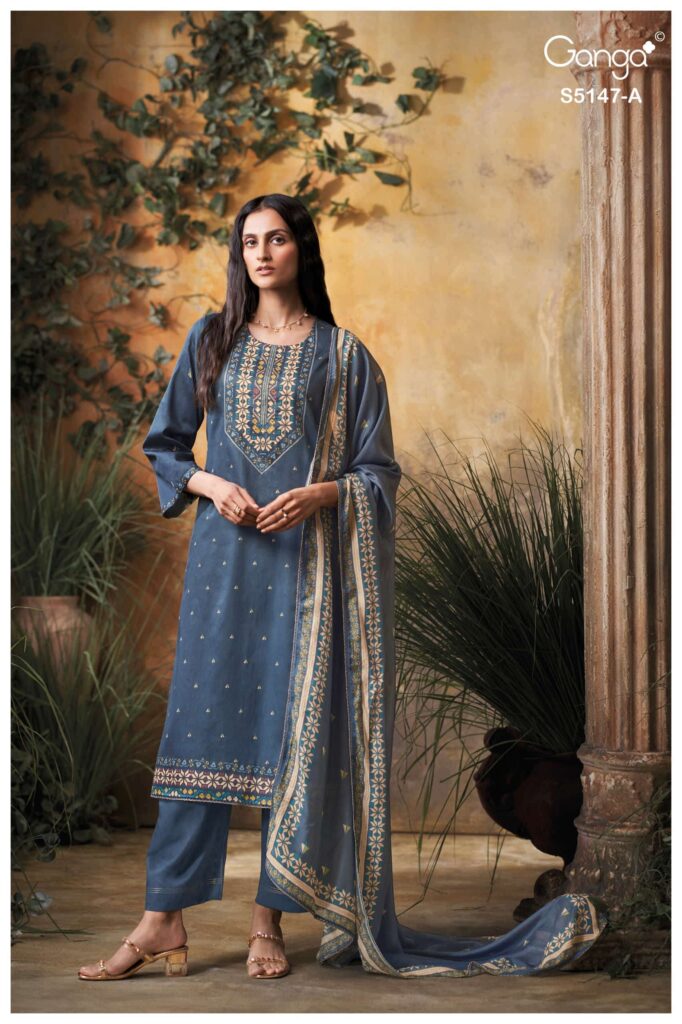 My Fashion Road Ganga Fashion Yuvika Fancy Cotton Satin Dress | S5147 – A
