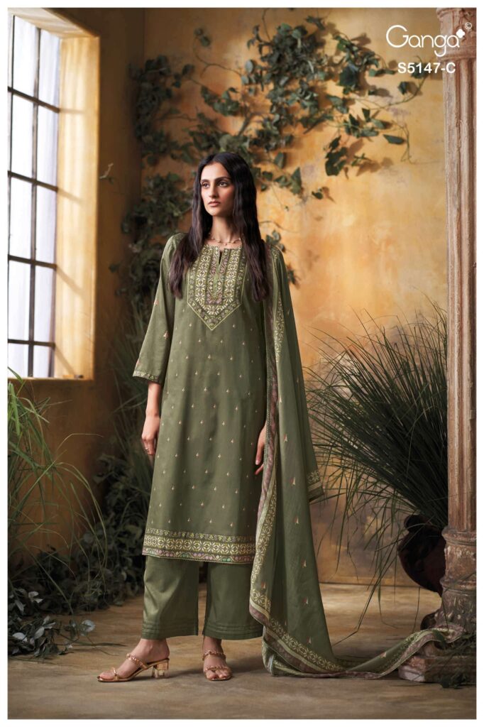 My Fashion Road Ganga Fashion Yuvika Fancy Cotton Satin Dress | S5147 – C