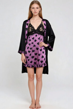 My Fashion Road Zyvera Satin Printed Baby Doll Nightdress