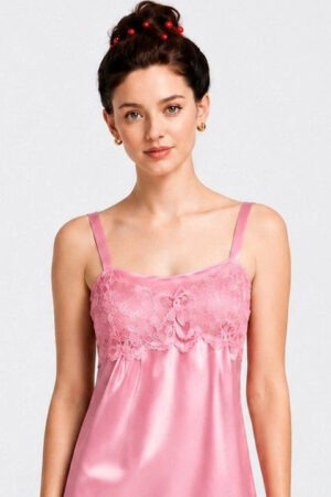 My Fashion Road Zyvera Pink Self Design Baby Doll Nightdress