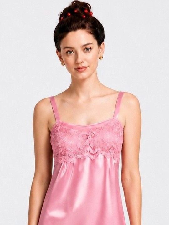 My Fashion Road Zyvera Pink Self Design Baby Doll Nightdress