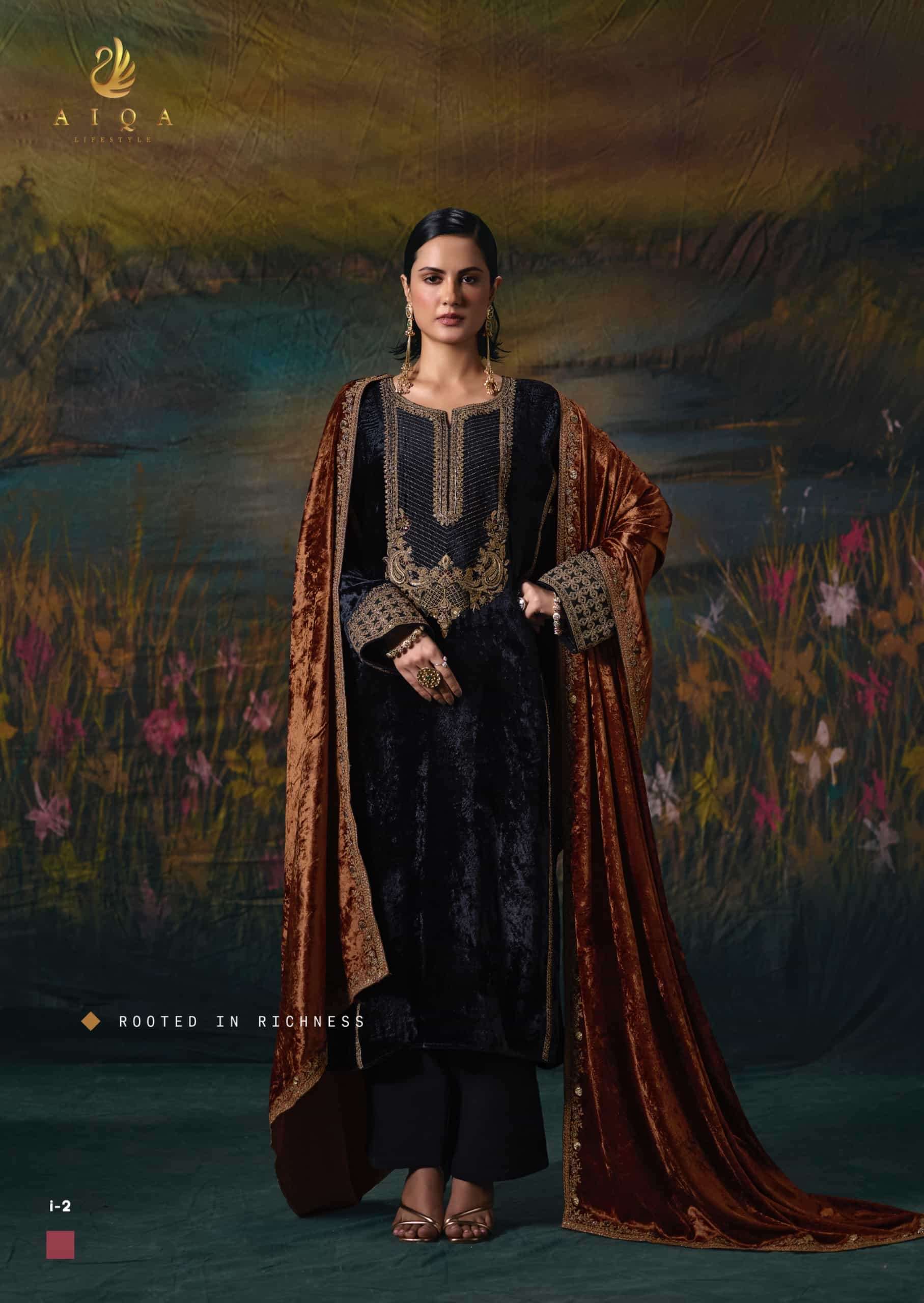 My Fashion Road Aiqa Noor E Riwaaz Partywear Velvet Suit | I-2 My Fashion Road Aiqa Noor E Riwaaz Partywear Velvet Suit | I-2