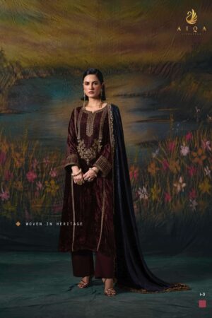 My Fashion Road Aiqa Noor E Riwaaz Partywear Velvet Suit | I-3