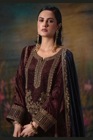 My Fashion Road Aiqa Noor E Riwaaz Partywear Velvet Suit | I-3