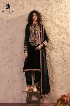 My Fashion Road Aiqa Nooren Party Wear Velvet Designer Suits | A-3