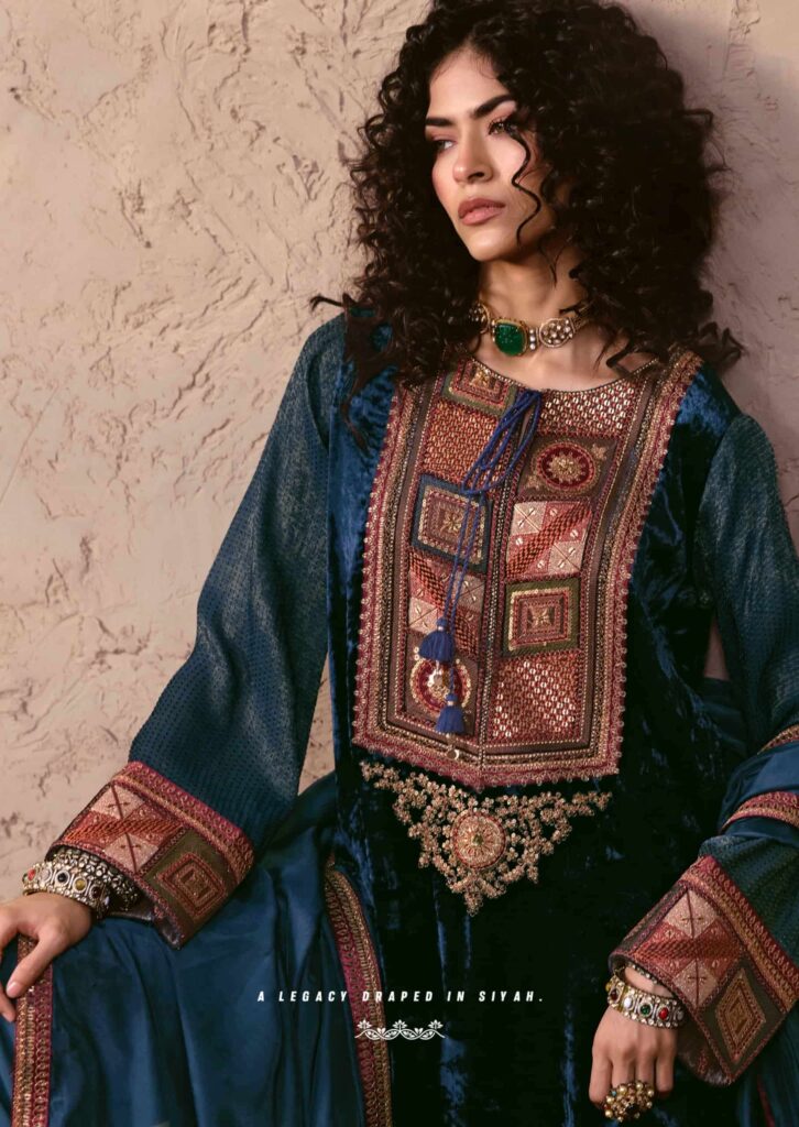 My Fashion Road Aiqa Nooren Party Wear Velvet Designer Suits | A-1