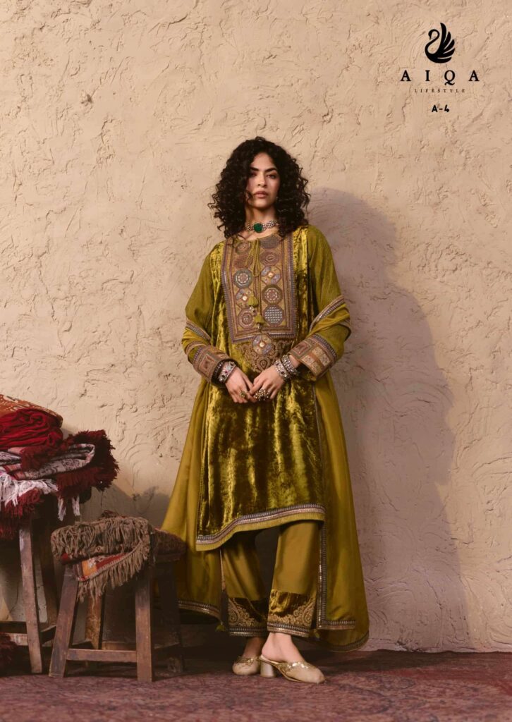 My Fashion Road Aiqa Nooren Party Wear Velvet Designer Suits | A-4