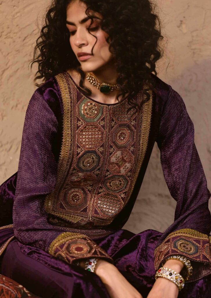 My Fashion Road Aiqa Nooren Party Wear Velvet Designer Suits | A-6
