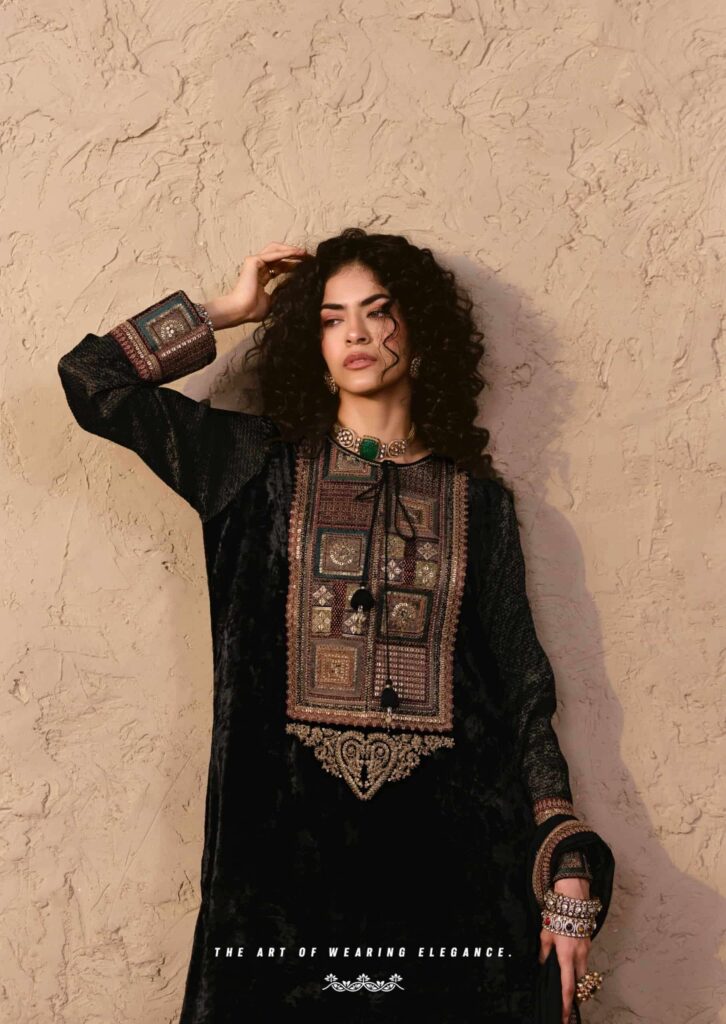 My Fashion Road Aiqa Nooren Party Wear Velvet Designer Suits | A-3