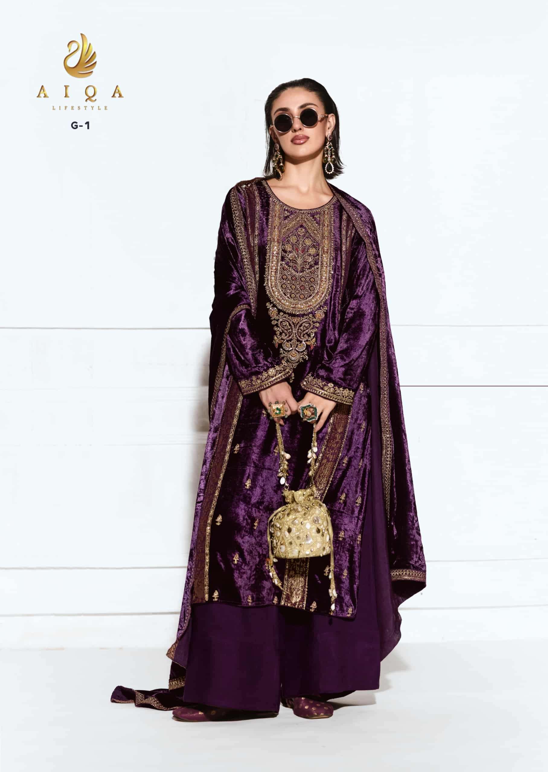My Fashion Road Aiqa Rubaab Premium Designs Velvet Suit | G-1 My Fashion Road Aiqa Rubaab Premium Designs Velvet Suit | G-1
