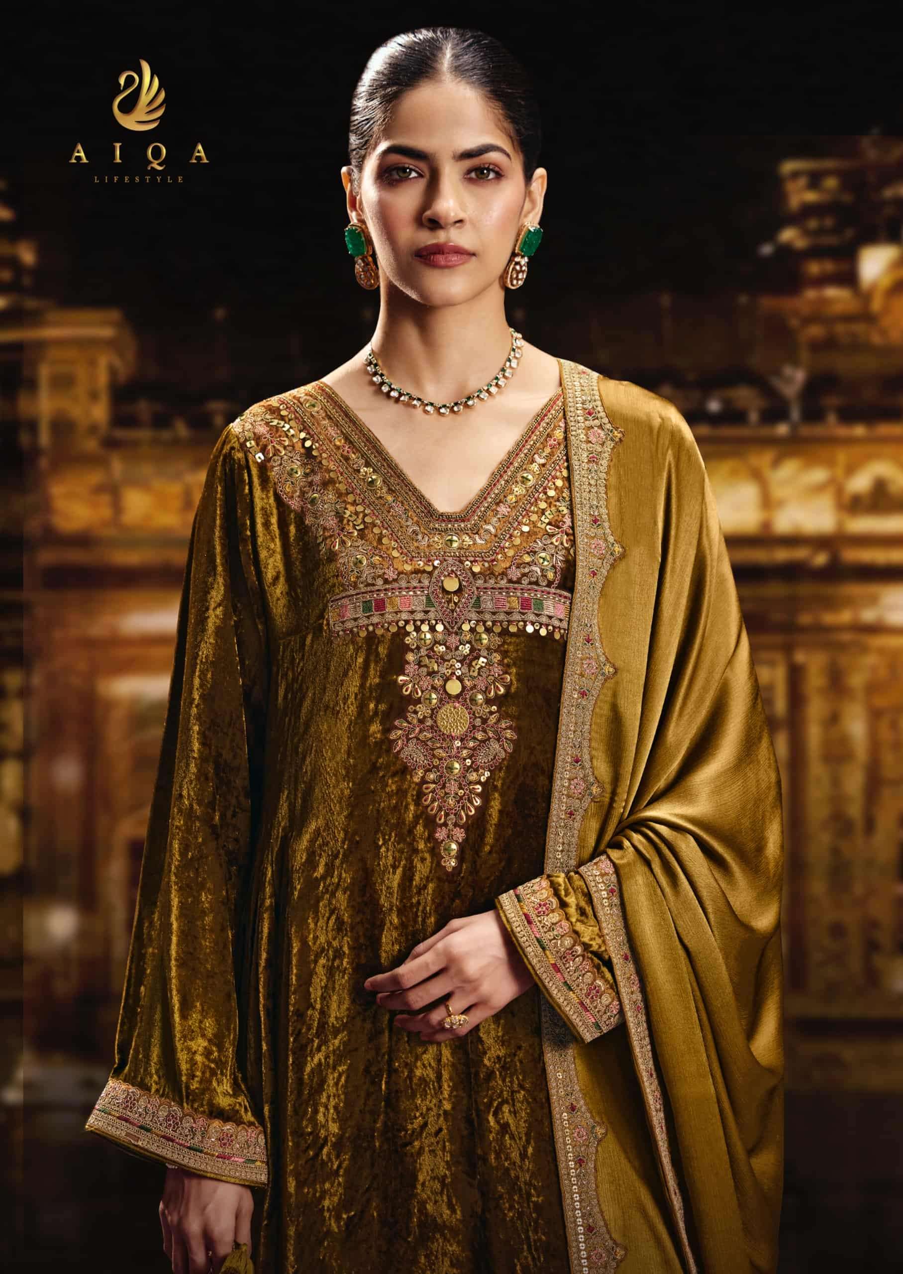 My Fashion Road Aiqa Sabr Latest Designer Velvet Dress | D-3 My Fashion Road Aiqa Sabr Latest Designer Velvet Dress | D-3