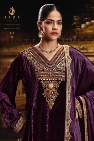 My Fashion Road Aiqa Sabr Latest Designer Velvet Dress | D-1