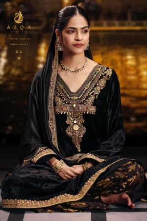My Fashion Road Aiqa Sabr Latest Designer Velvet Dress | D-4
