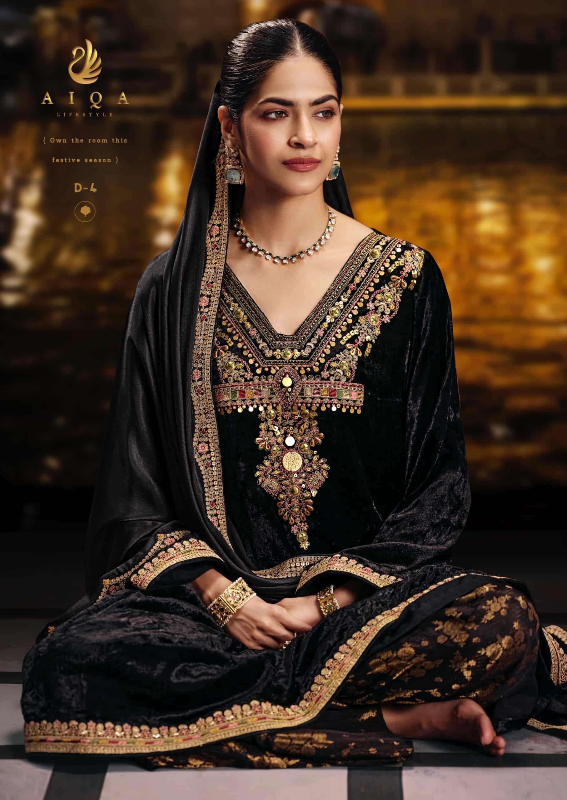 My Fashion Road Aiqa Sabr Latest Designer Velvet Dress | D-4 My Fashion Road Aiqa Sabr Latest Designer Velvet Dress | D-4