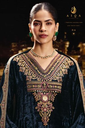 My Fashion Road Aiqa Sabr Latest Designer Velvet Dress | D-6