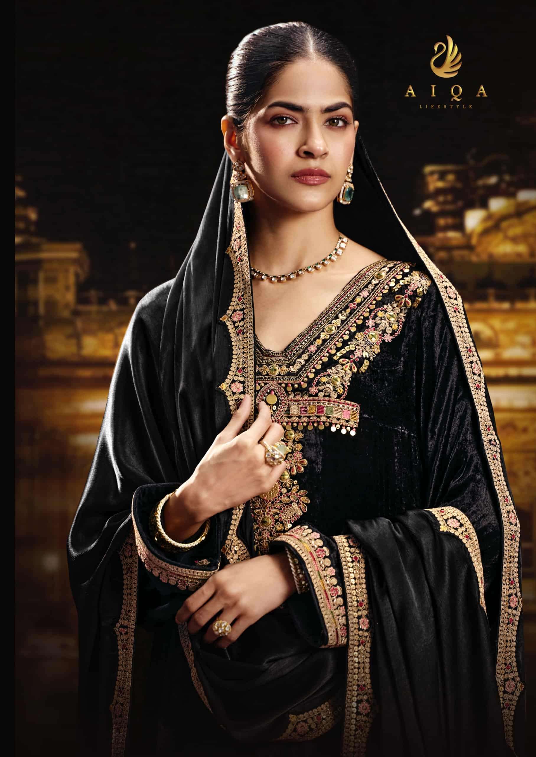 My Fashion Road Aiqa Sabr Latest Designer Velvet Dress | D-4 My Fashion Road Aiqa Sabr Latest Designer Velvet Dress | D-4