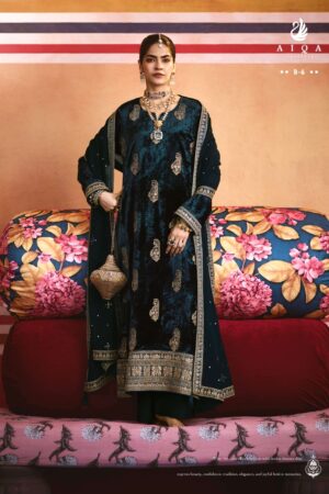 My Fashion Road Aiqa Zarnish Winter Collection Party Wear Velvet Dress | B-6