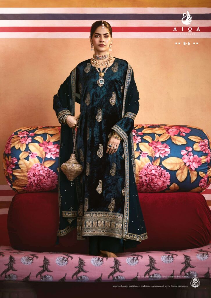 My Fashion Road Aiqa Zarnish Winter Collection Party Wear Velvet Dress | B-6