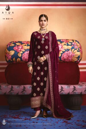 My Fashion Road Aiqa Zarnish Winter Collection Party Wear Velvet Dress | B-2