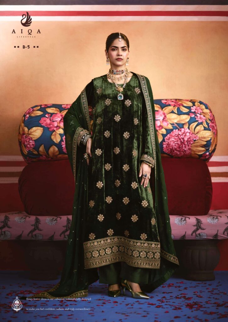 My Fashion Road Aiqa Zarnish Winter Collection Party Wear Velvet Dress | B-5
