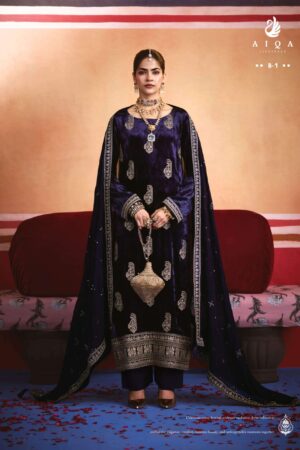 My Fashion Road Aiqa Zarnish Winter Collection Party Wear Velvet Dress | B-1