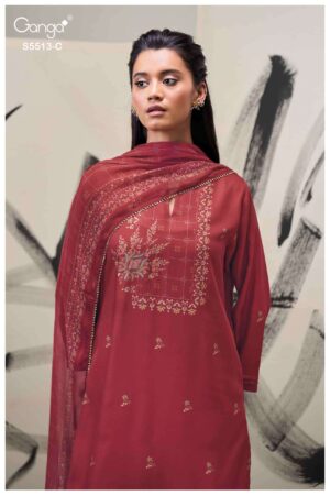 My Fashion Road Ganga Fashion Hennah Fancy Pashmina Salwar Suit | S5513-C