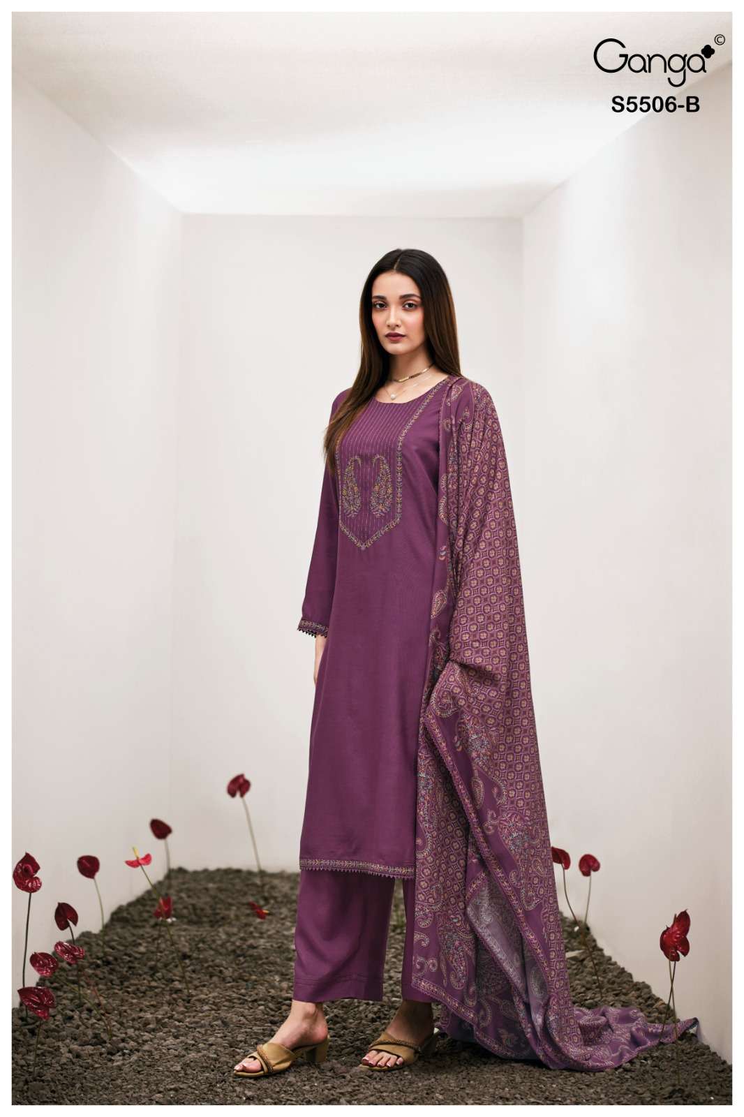 My Fashion Road Ganga Fashion Kanita Pure Bemberg Silk Winter Suit | 5506-B My Fashion Road Ganga Fashion Kanita Pure Bemberg Silk Winter Suit | 5506-B