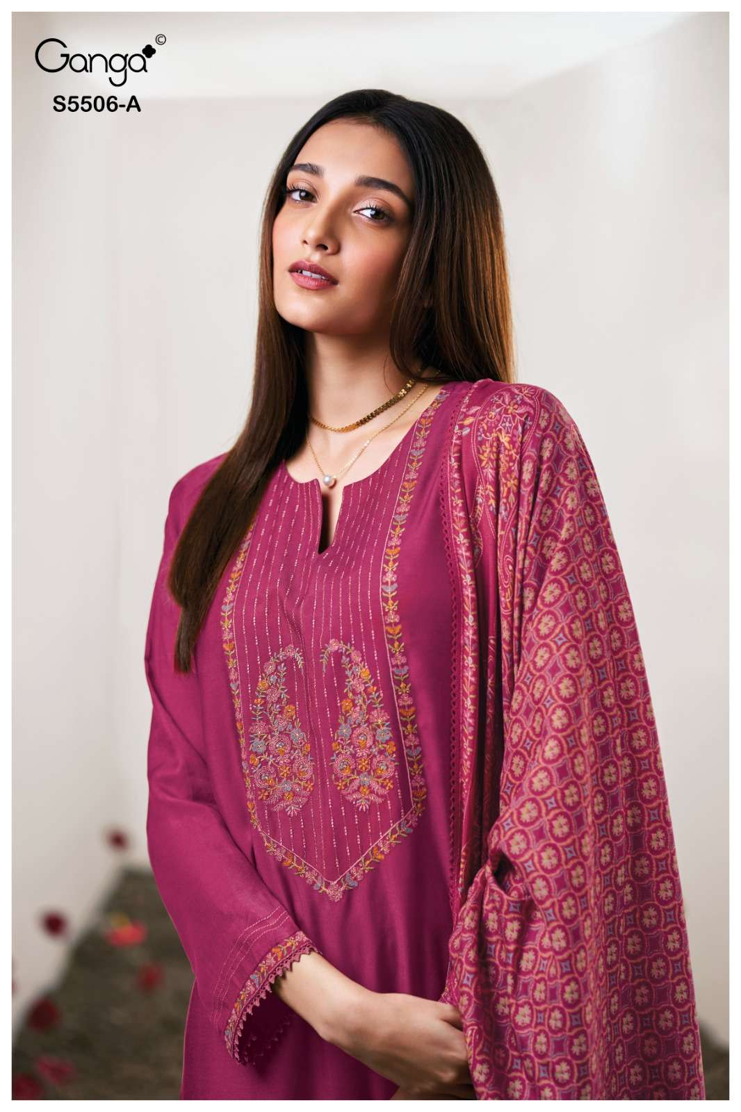 My Fashion Road Ganga Fashion Kanita Pure Bemberg Silk Winter Suit | 5506-A My Fashion Road Ganga Fashion Kanita Pure Bemberg Silk Winter Suit | 5506-A