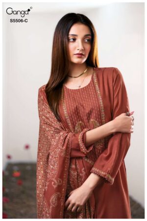 My Fashion Road Ganga Fashion Kanita Pure Bemberg Silk Winter Suit | 5506-C