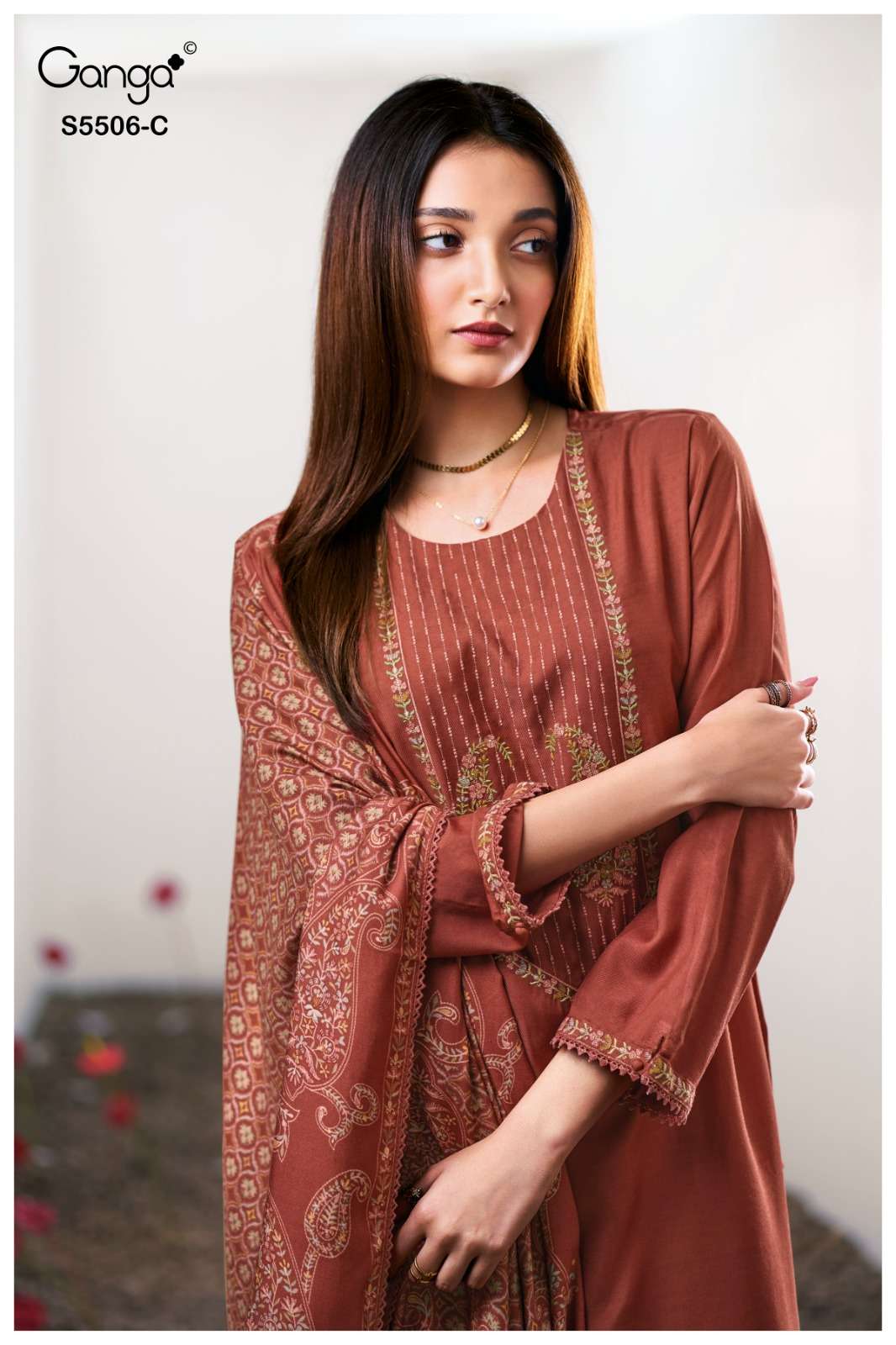 My Fashion Road Ganga Fashion Kanita Pure Bemberg Silk Winter Suit | 5506-C My Fashion Road Ganga Fashion Kanita Pure Bemberg Silk Winter Suit | 5506-C