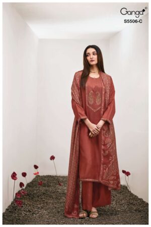 My Fashion Road Ganga Fashion Kanita Pure Bemberg Silk Winter Suit | 5506-C