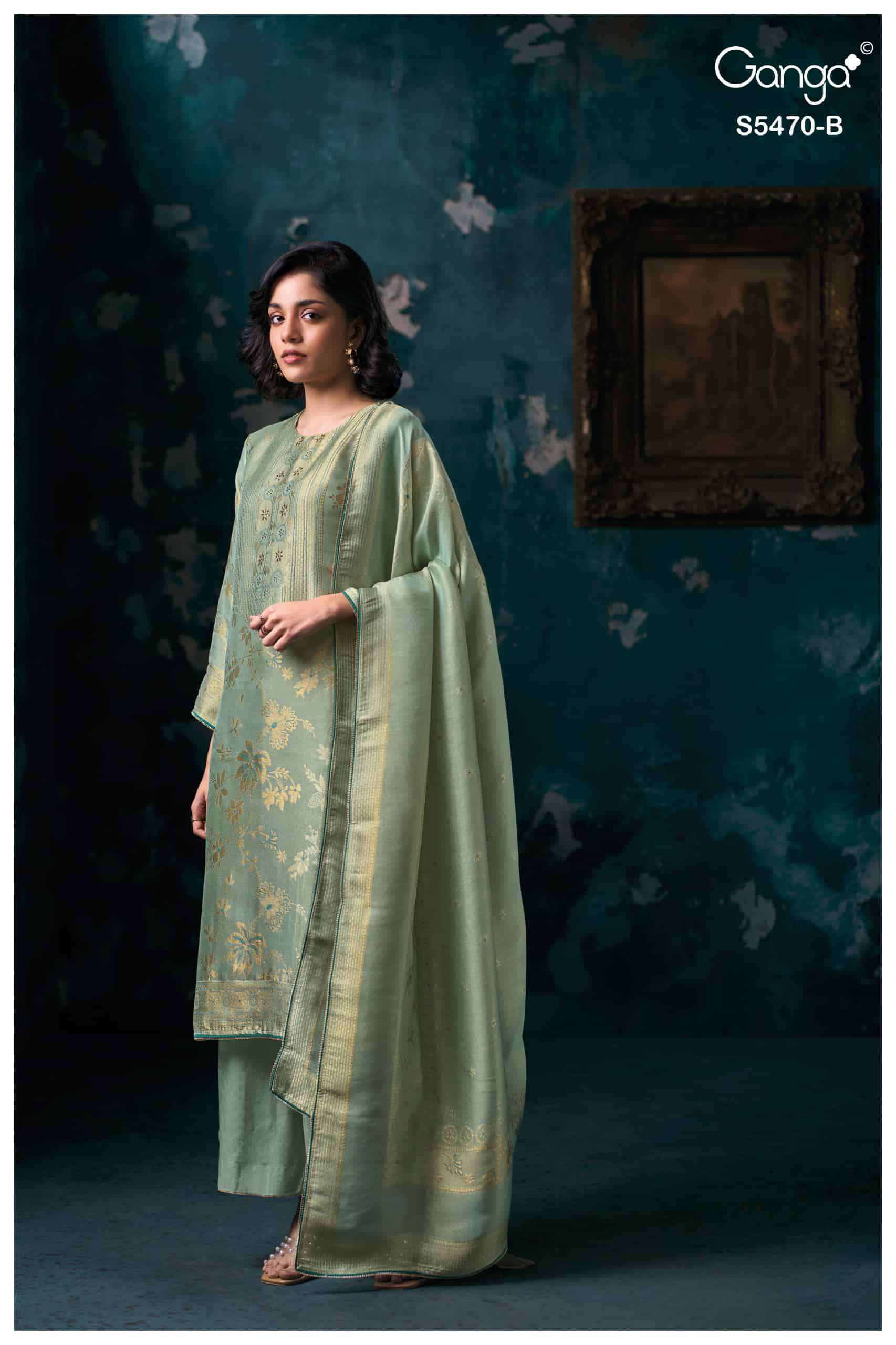 My Fashion Road Ganga Fashion Lubna Pure Kanjivaram Silk Suit | 5470-B My Fashion Road Ganga Fashion Lubna Pure Kanjivaram Silk Suit | 5470-B