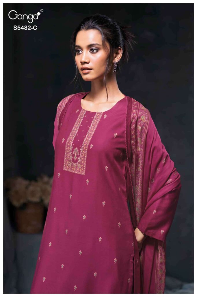 My Fashion Road Ganga Fashion Mohini Pure Wool Pashmina Salwar Suit | 5482-C