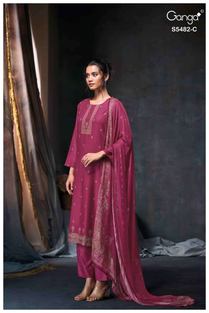 My Fashion Road Ganga Fashion Mohini Pure Wool Pashmina Salwar Suit | 5482-C
