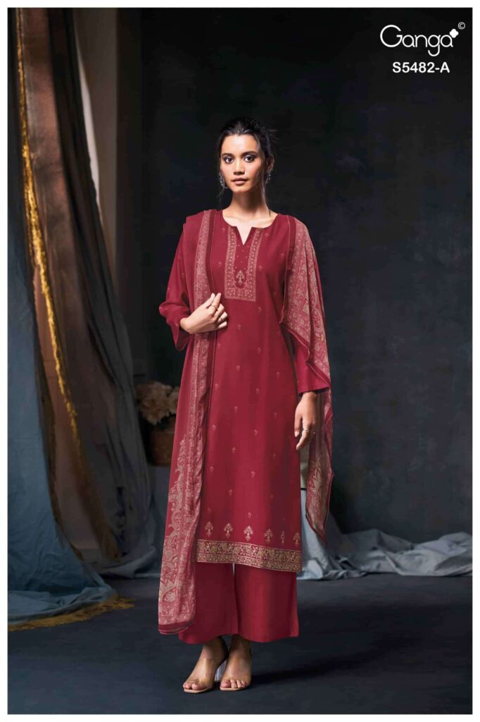 My Fashion Road Ganga Fashion Mohini Pure Wool Pashmina Salwar Suit | 5482-A