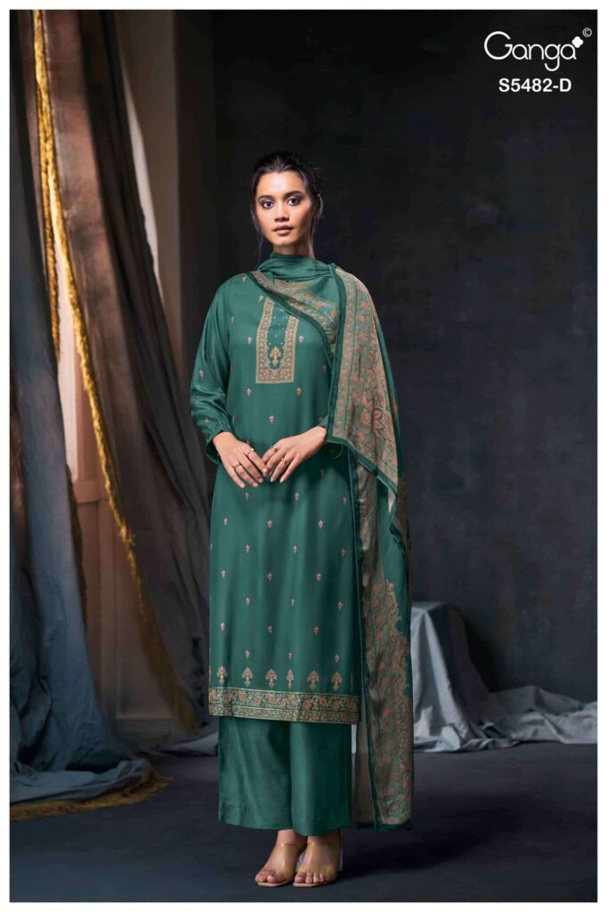 My Fashion Road Ganga Fashion Mohini Pure Wool Pashmina Salwar Suit | 5482-D