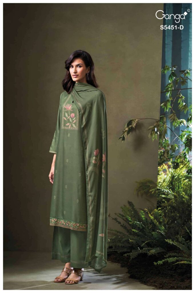 My Fashion Road Ganga Fashion Nasreen Fancy Pashmina Salwar Kameez | 5451-D